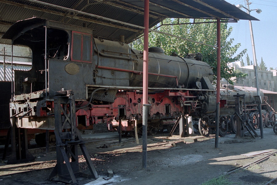 Steam locomotive under repair, Amman shed, Hedjaz Railway, Jordan