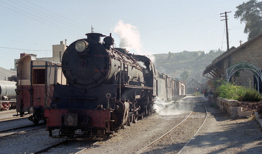 Steam locomotive 51 & train at Amman station, Hedjaz Railway, Jordan