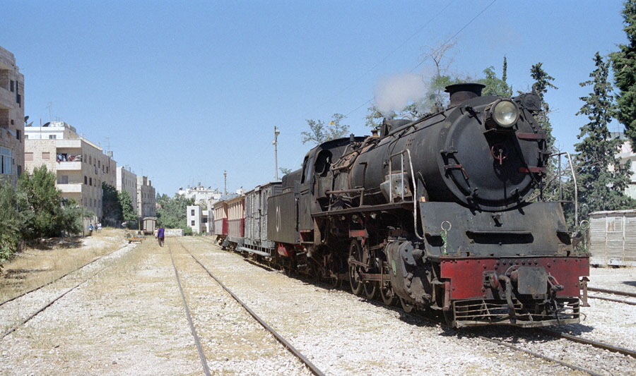 Steam locomotive 51 & train at Qasir, south of Amman, Hedjaz Railway, Jordan