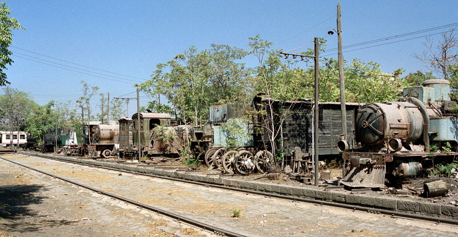 Derelict steam locomotives alongside Cadem Works, Damascus, Hedjaz Railway, Damascus