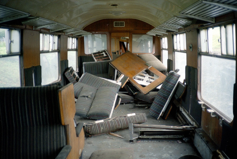 Nuclear-Flask Crash Test, inside open coach, Old Dalby