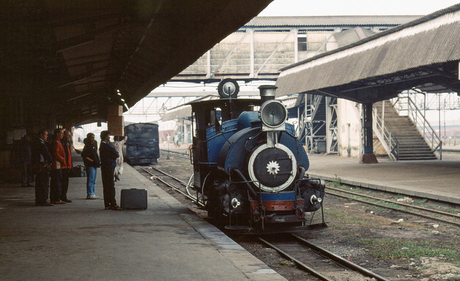 Darjeeling Himalayan Railway narrow gauge steam locomotive, class B 0-4-0ST no. 795 at New Jalpaiguri station, prepares to take a passenger train up the mountains to Darjeeling