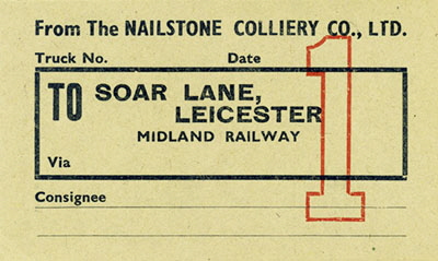 Nailstone Colliery-Soar Lane Wagon Label